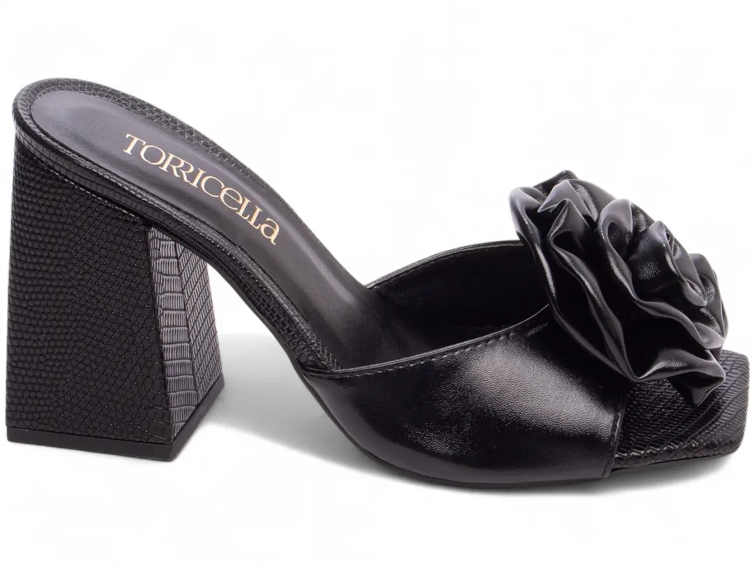 Sandália Tamanco Feminino Preto 9 cm