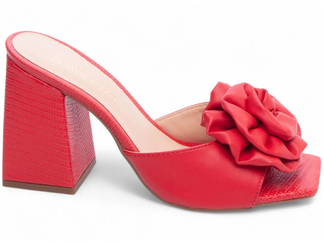 Sandália Tamanco Feminino Vermelho 9 cm