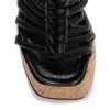 Sandália Anabela Feminina Preto Cortiça 13 cm