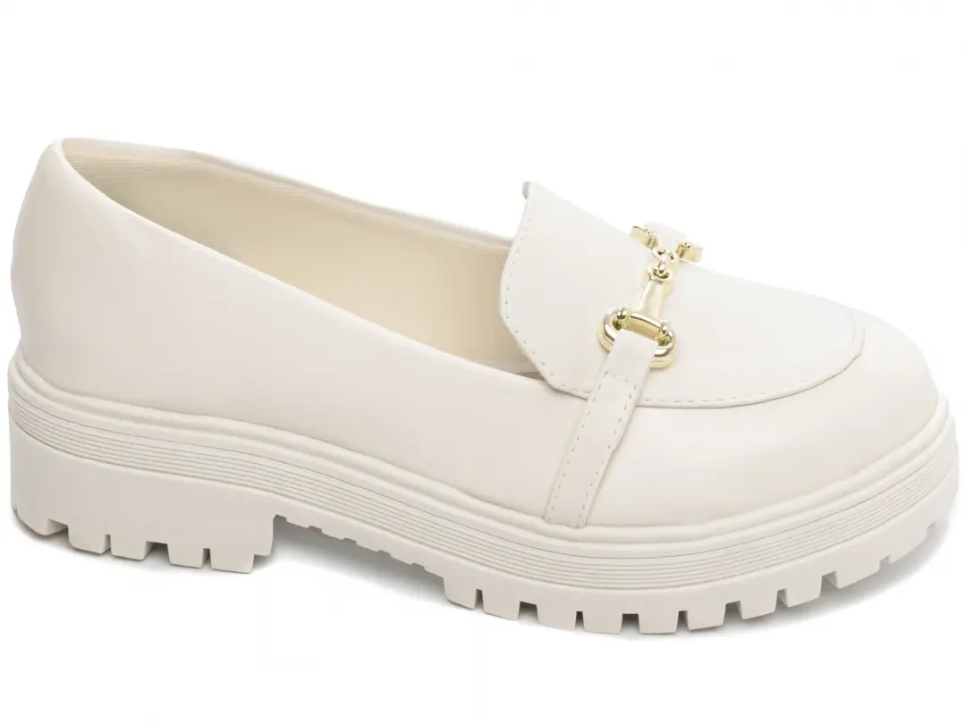 Mocassim Feminino Branco Tratorado