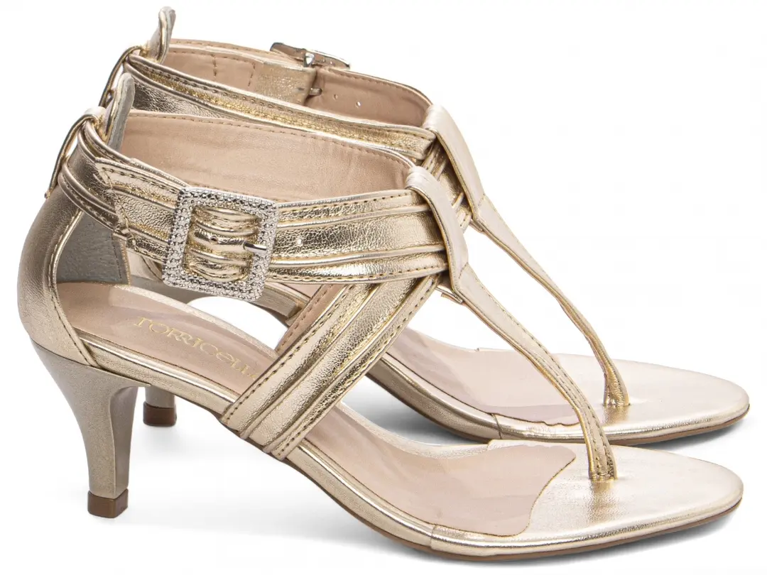 Sandália Dourada Metalizado 5 cm