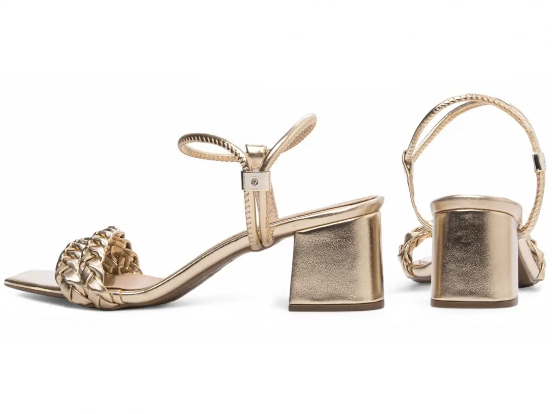 Sandália Feminina Dourada Salto 5 cm