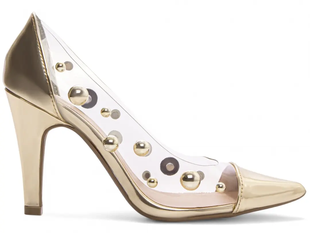 Scarpin Dourado Bico Fino 9 cm