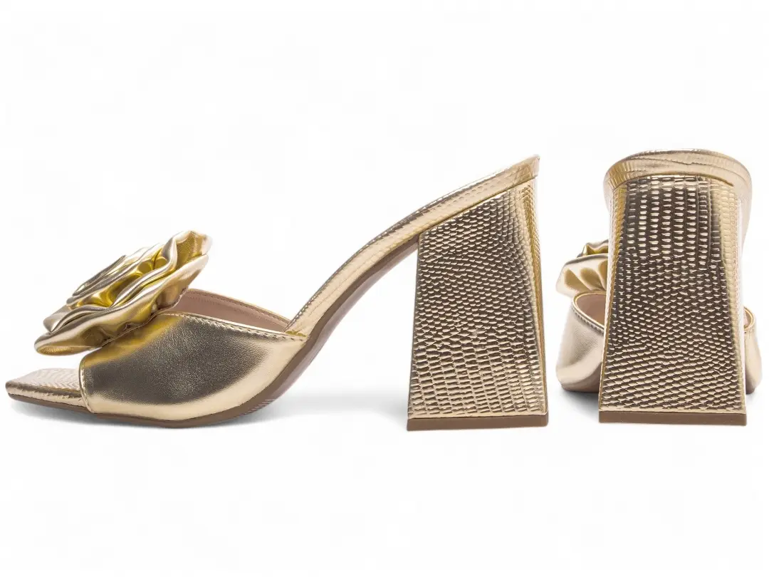 Tamanco Feminino Dourado 9 cm