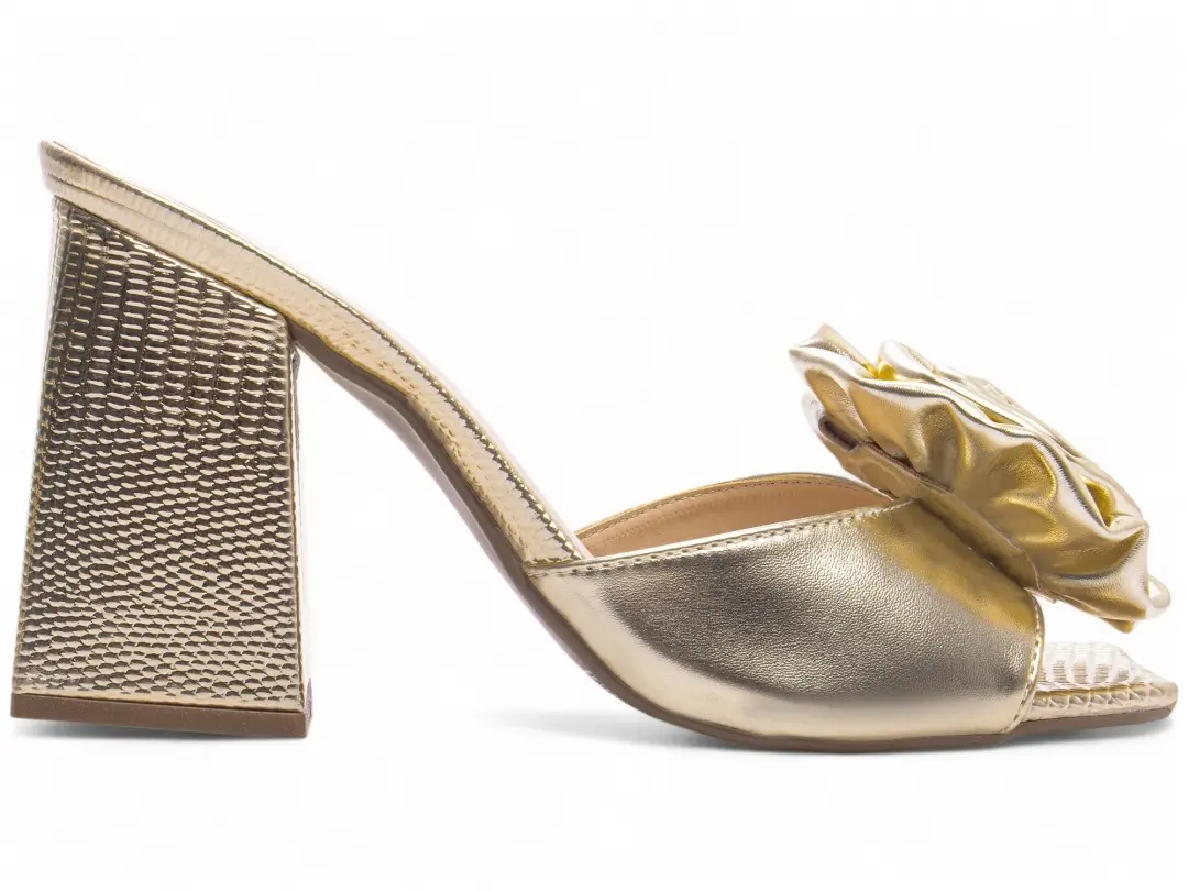 Tamanco Feminino Dourado 9 cm